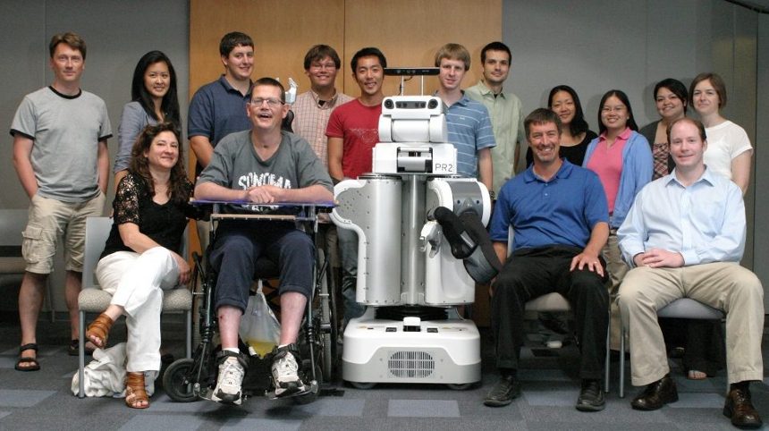 Image: Group photo of Robots for Humanity group members taken in 2011